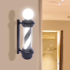 Rotating LED Barber Pole Light Barber Shop Stripes Wall Lamp Hair Salon Sign