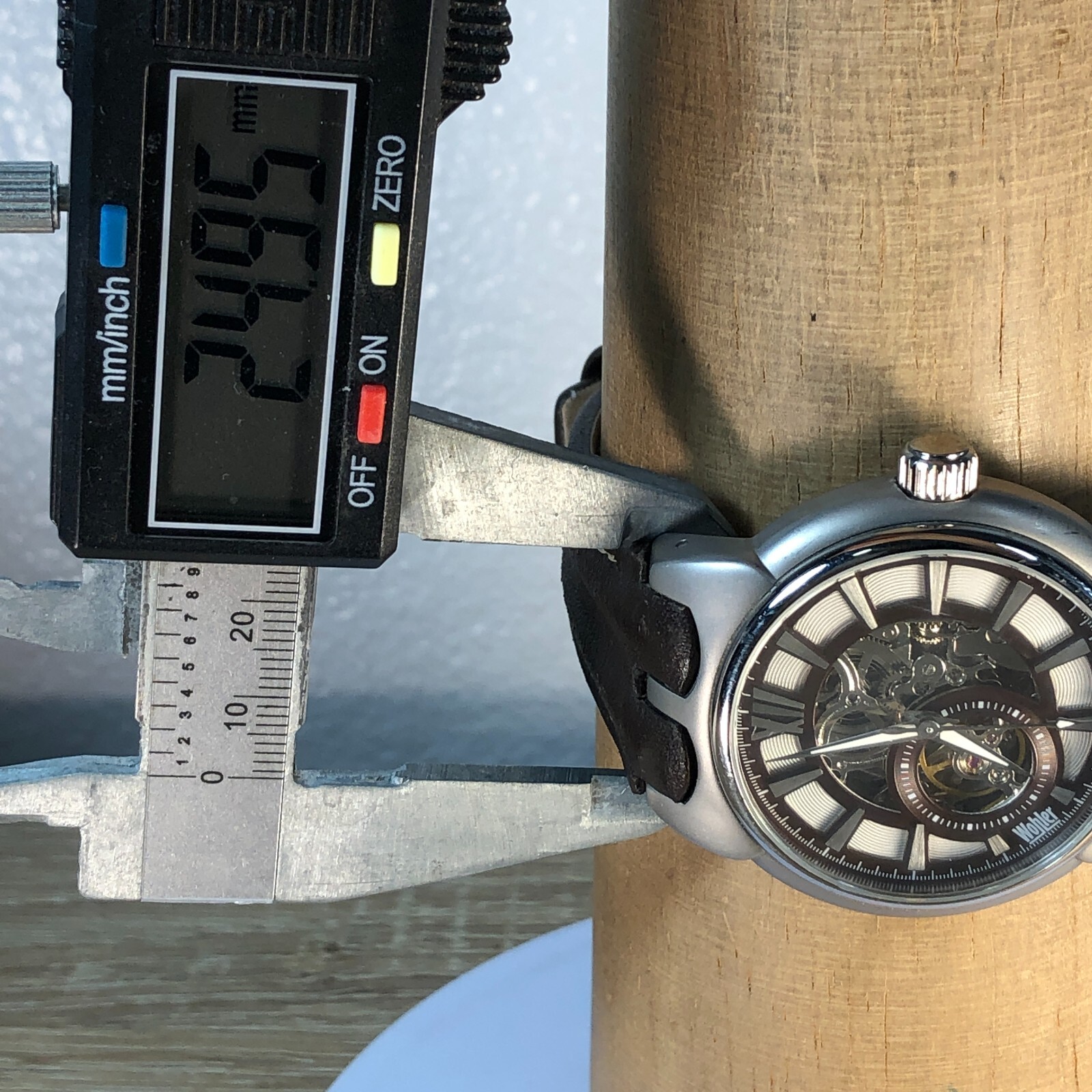 Wohler Mens Silver Tone Automatic Brown Leather Skeleton Watch eBay