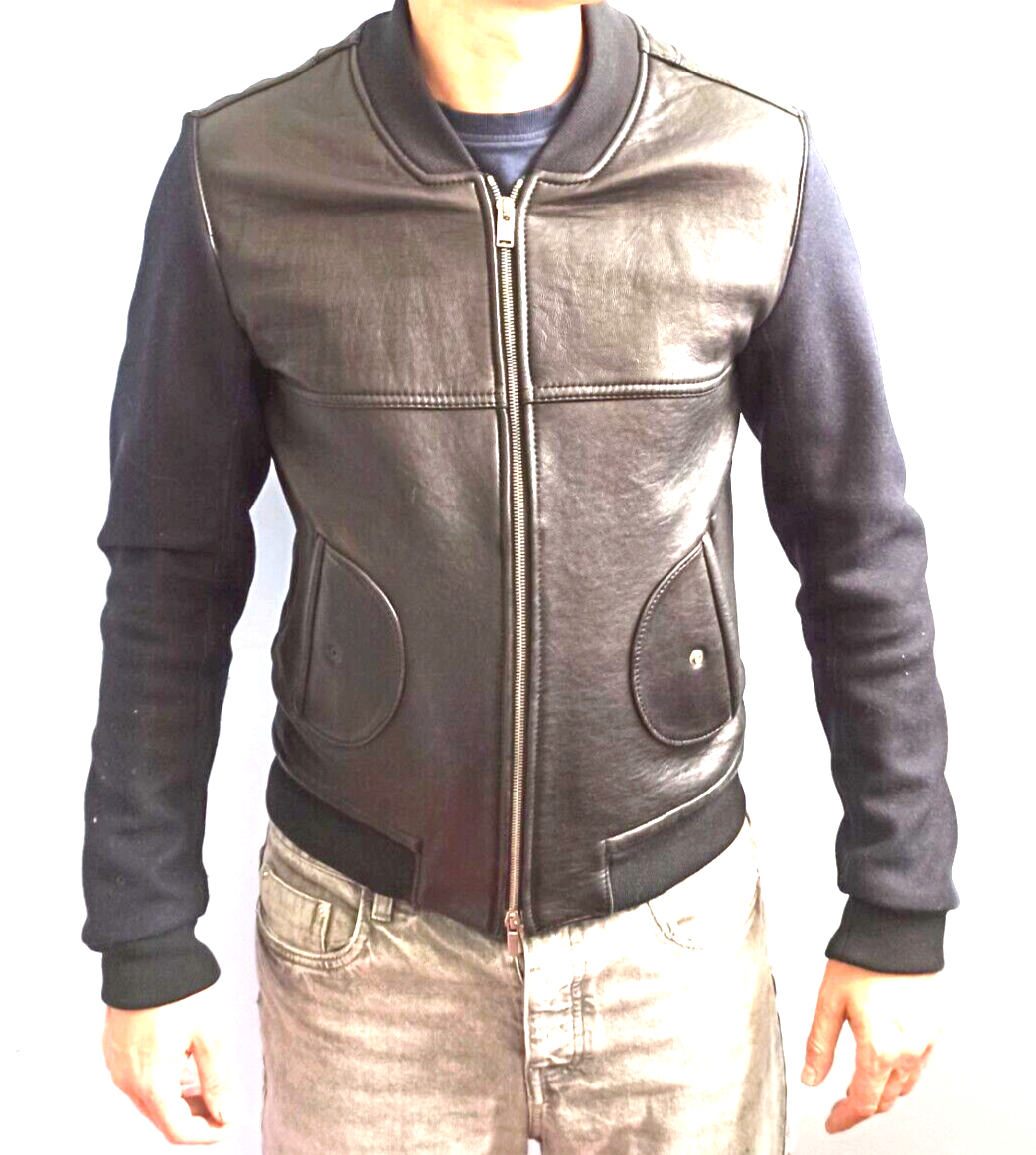 Mauro Grifoni mens leather wool bomber jacket coat | eBay