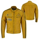 Motorcycle Leather Scooter Jacket Cafe Racer,Naked Mens Vintage Yellow