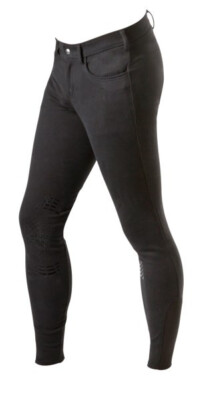 Herren Reithose BasicPlus Gr. 50 Teilbesatz Grip I8 schwarz M Kniebesatz