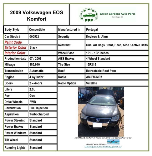 2009 VWOLKSWAGEN EOS Blower Motor Resistor PIN 3C0907521D OEM - Foto 9 di 9