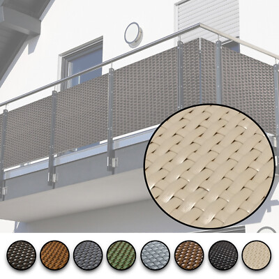 Balkon-Sichtschutz Zaunsichtschutz Polyrattan auf Maß 1 - 20 m L x 60 - 120 cm H