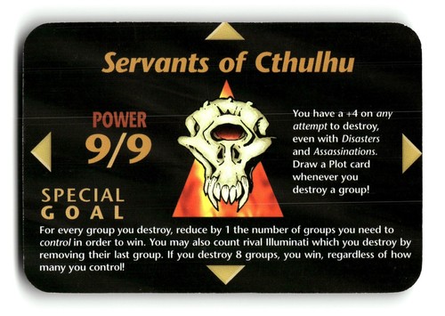 Servants of Cthulhu 9/9 card Unlimited INWO Illuminati Nuovo Ordine Mondiale Gioco - Foto 1 di 4