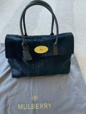 Mulberry Bayswater Croc Stripe Haircalf Handbag In Midnight Blue (used Twice)