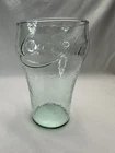 VTG Huge Coca-Cola Glass 32oz Green Tinted Pebbled Embossed Coke Tumbler 7"