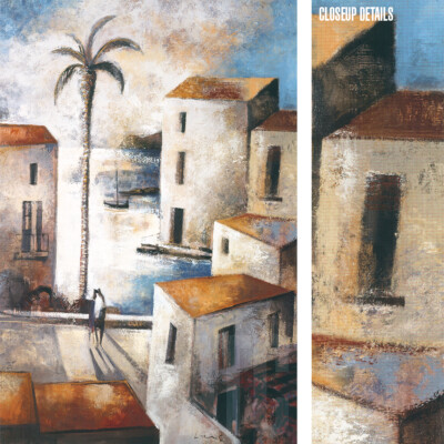 24W''x36H'' CONTRALUZ by DIDIER LOURENCO - WALKWAY PROMENADE PALM TREE SEA CANVAS