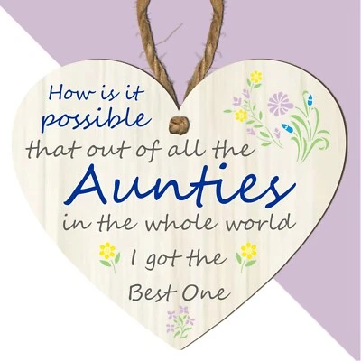 LASER CRAFT SHAPES LTD Best Auntie Heart Plaque- Heartfelt Gift for Birthday, Christmas & All Occasions