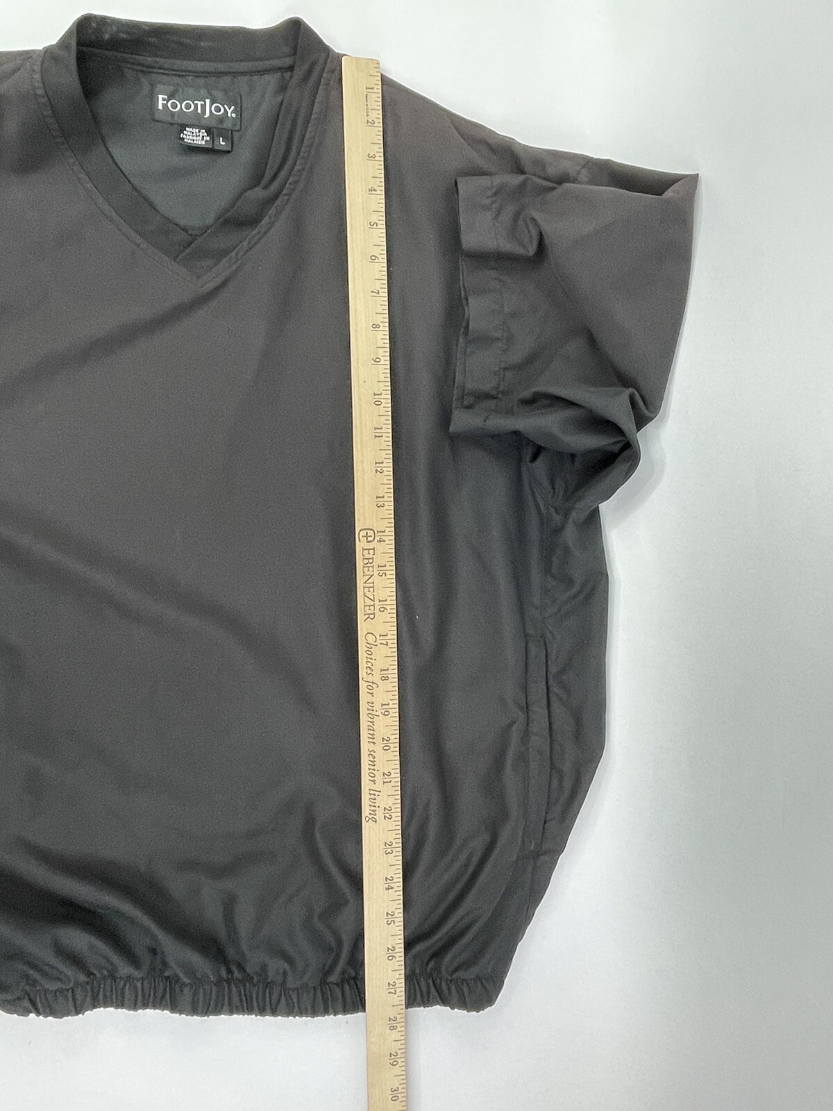 Footjoy Windshirt Shirt Mens Large Black V-Neck Pullover Golf 3/4 Sleeve