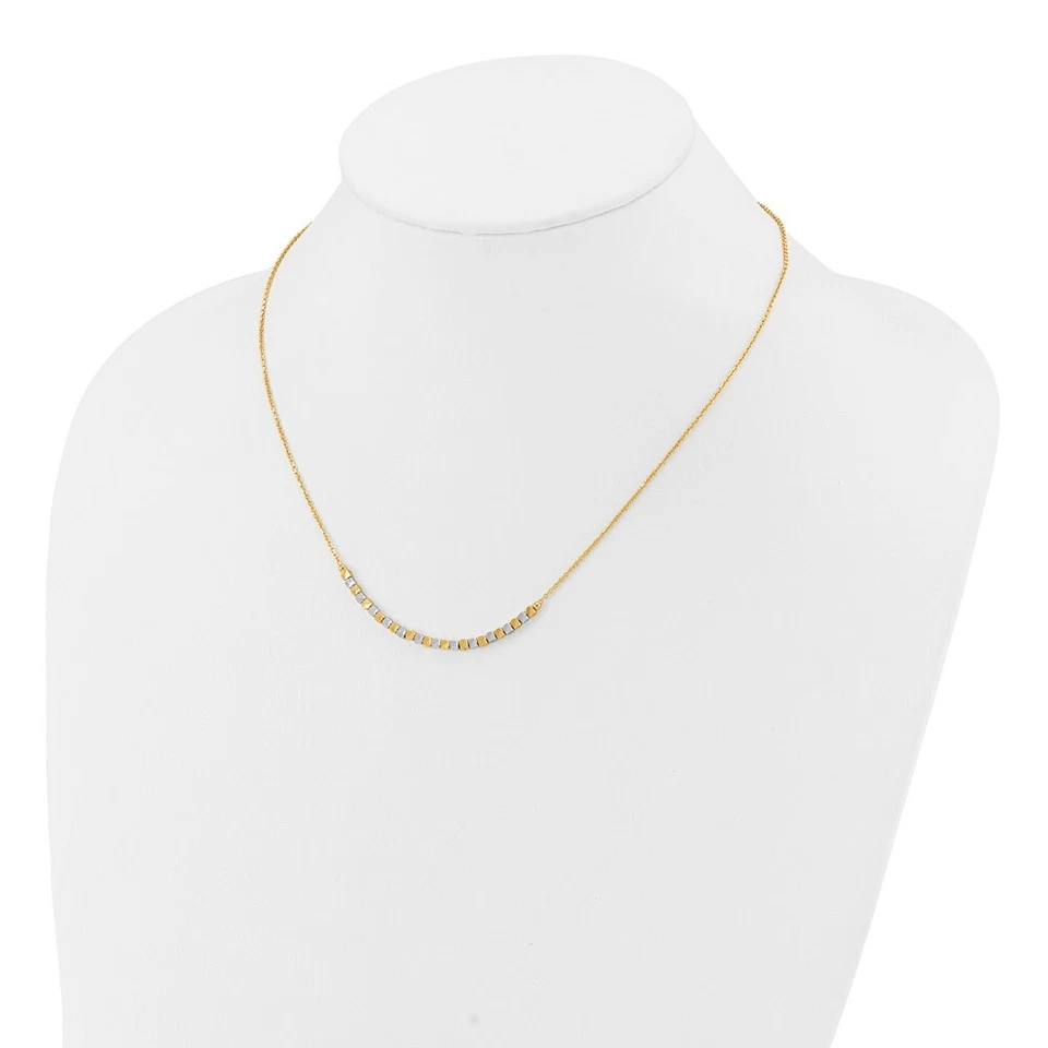 Collar de cuentas de oro bicolor 14K 18" 3,52 g regalo para madre Foto 4 de 4