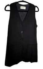 VTG Club Monaco Women Black Button-Up Vest Size 8 Phoebe Y2K 90s Preppy