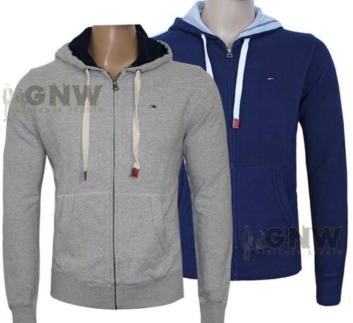 Tommy HILFIGER DENIM UOMINI Felpa Con Cappuccio/Pile/MAGLIONE GRIGIO/Blu  Marino S/M/L/XL/XXL | eBay