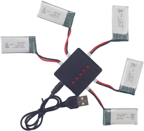 5 STCK. 3,7 V 380mAh 20C Li-Ion Akku mit 5 in 1 Ladegerät für Hubsan X4 H107 H107C - Bild 9 von 9