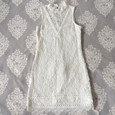 Kensie - White Lace High Neckline Mini Dress
