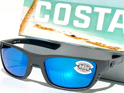 NEW COSTA WHITETIP Matte Gray POLARIZED Blue Mirror 580G GLASS Sunglass WTP 98