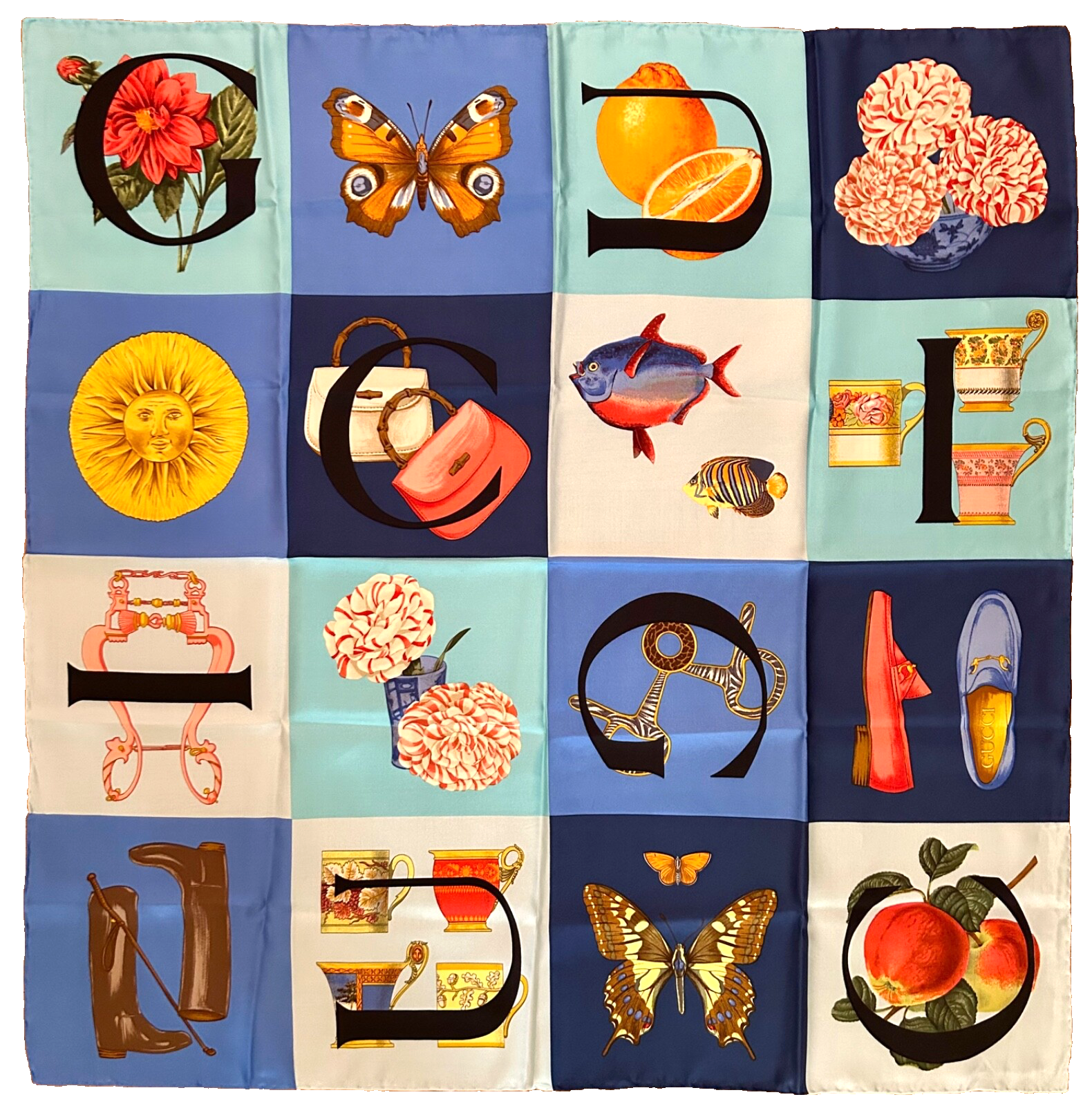 Gucci 33-inch Italian Silk Scarf in Mint Green Like New