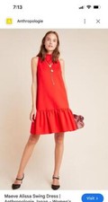 new ANTHROPOLOGIE maeve alissa swing dress in bright red xs
