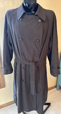 Ralph Lauren Mens Microfiber Trench Coat Wool Zip Out Liner Double