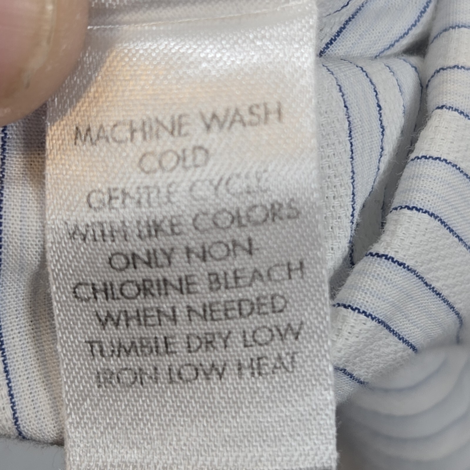 Calvin Klein Shirt Mens L White Blue Striped Long Sleeve Button Up Slight Stain thumbnail 9