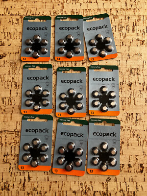 Varta Ecopack 13 Hörgerätebatterien (9 x 6er Blister), neu