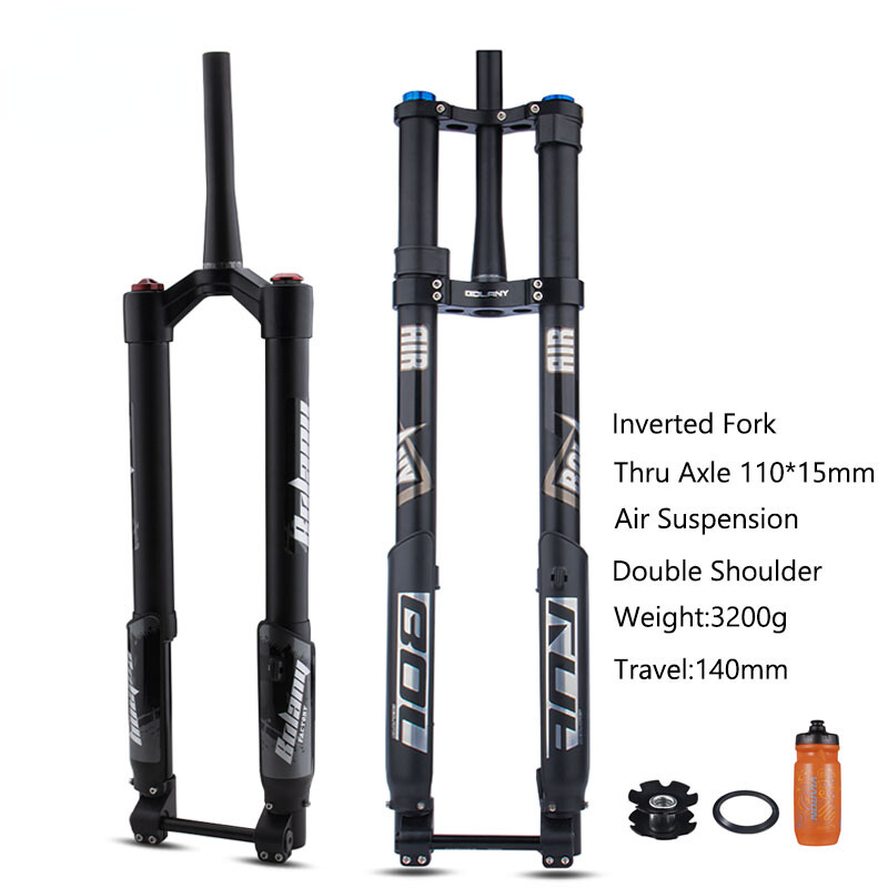 Inverted Bike Fork Double Shoulder MTB 26 29 Boost Thru Axle Rebound  Adjust