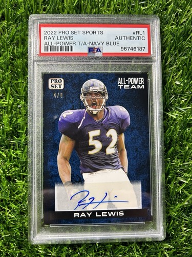 Ray Lewis Auto 2022 Pro Set Sports All Power Team Blue Autograph #4/6 Card PSA