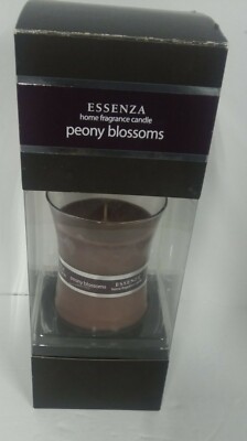 ESSENZA Home Fragrance Candle Peony Blossoms Glass jar New in box Box wear- READ