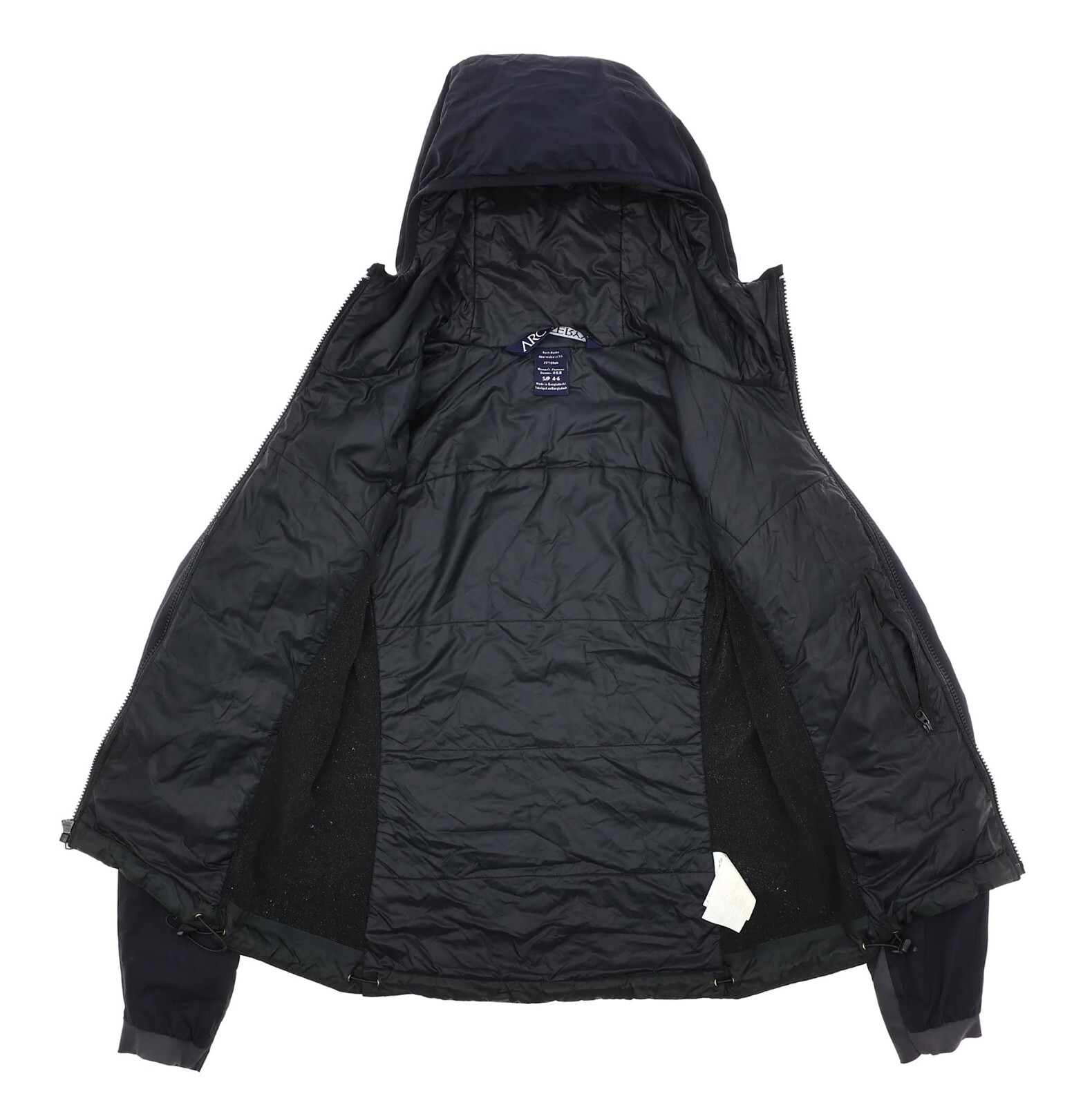 Arc'Teryx L86820 Giacca donna nera con cappuccio in nylon taglia S