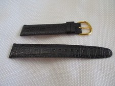 watchstrap watch band strap 18mm black gold genuine leather croco grain