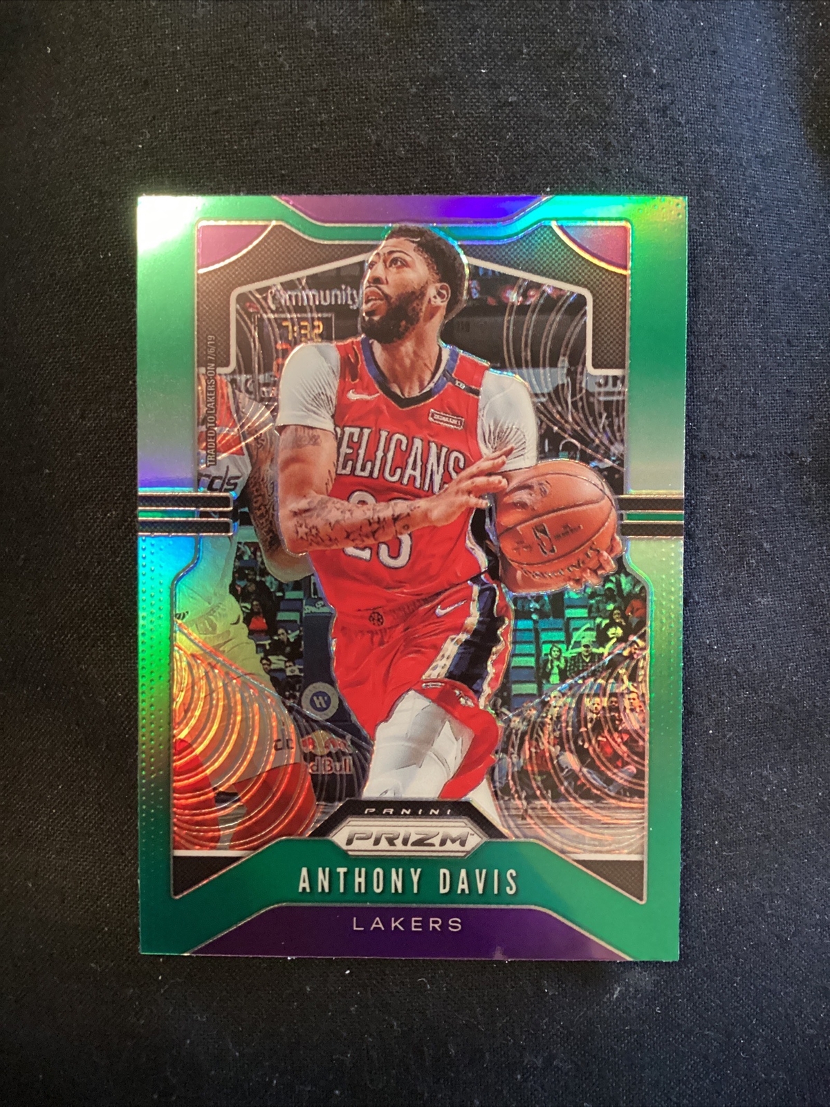 2019-20 Panini Prizm Green Prizm Anthony Davis #222 Lakers Card          MB3