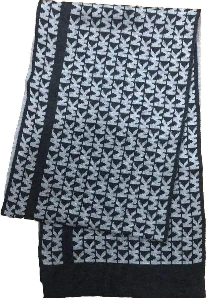 Michael Kors Unisex MK Monogram 2-Tone Shade Of Gray Grey Knit