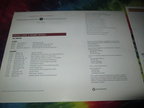 GRATEFUL DEAD ALMANAC JERRY GARCIA PHOTO SYF VOL.13+10 NUMBER 1 FALL 2001 LOT-NR - Picture 6 of 8