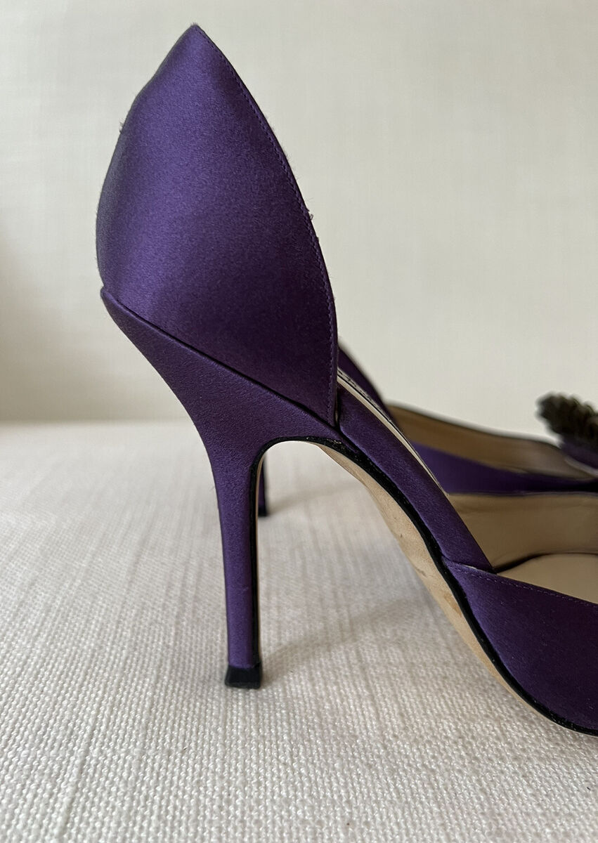 Jimmy Choo Purple Satin Jewelled Kendal Heels Size 36.5 USED Jimmy Choo Purple Satin Jewelled Kendal Heels Size 36.5 USED