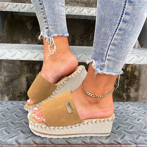 Women's Wedge Sandals Slip On Slides Ladies Retro Platform Indoor&Outdoor - Bild 18 von 72