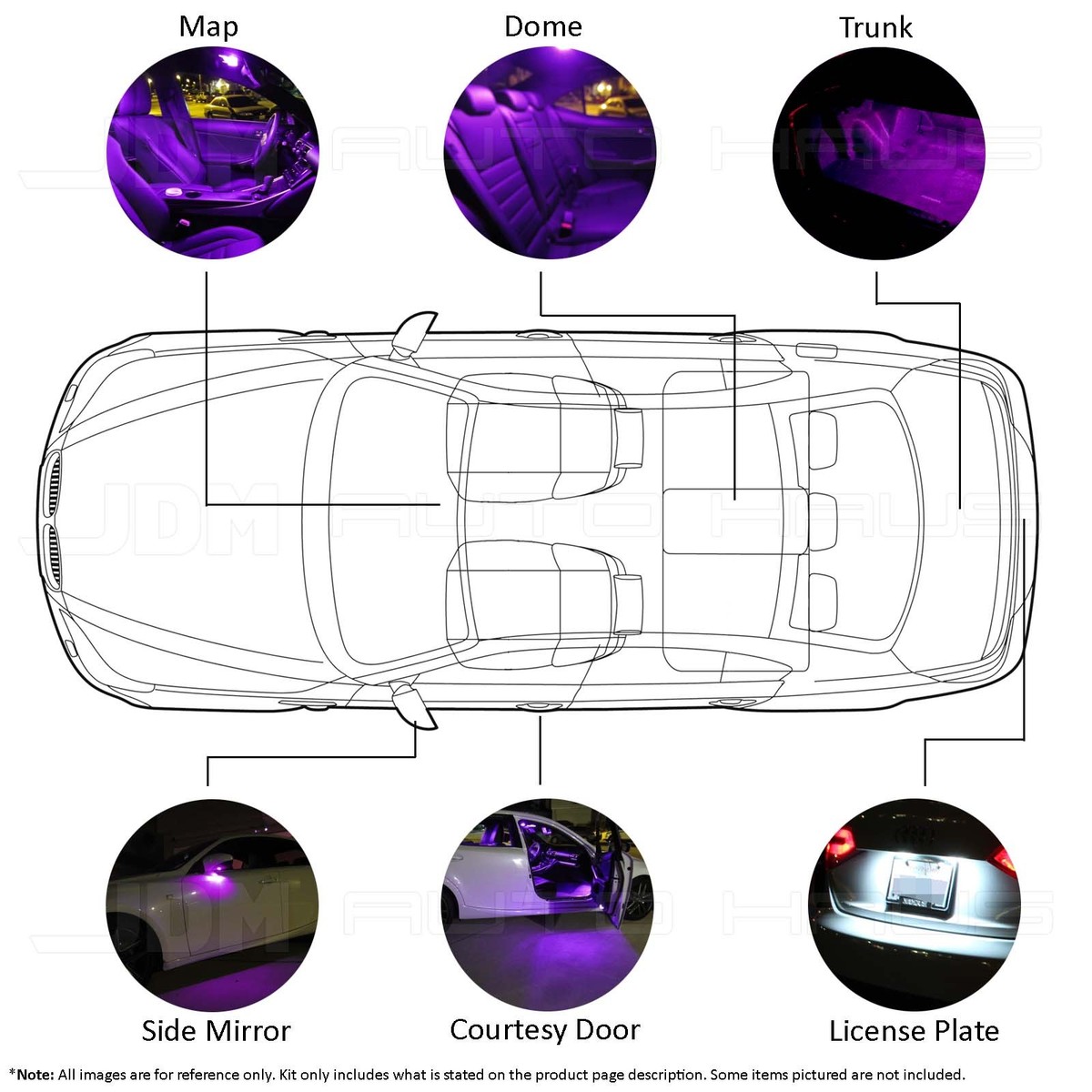 13x Purple LED Lights Interior Bulb Package Kit Fits Nissan Altima  2015-2016