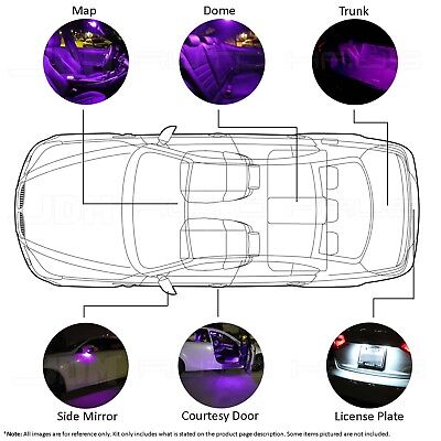 13x Purple LED Lights Interior Bulb Package Kit Fits Nissan Altima  2015-2016