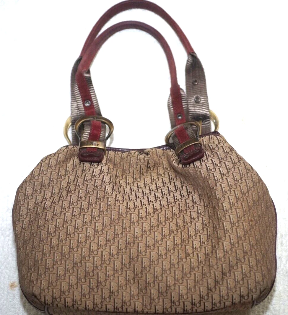 SAC FOURRE TOUT EN TISSU DIOR 30 MONTAIGNE/MARRON HOBO AVEC CONTOUR BOURGOGNE