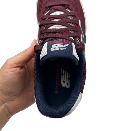 New Balance 574 Youth Boys Suede Sneaker Size 4.5 Burgundy/Navy Lace up Shoes - Picture 18 of 20