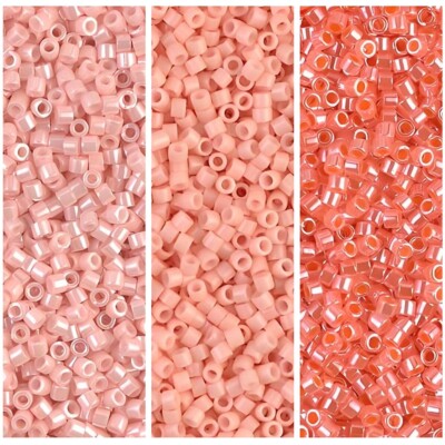Miyuki Delica Seed Beads Size 11/0, Peachy Salmon Collection DB206 DB235 DB1533