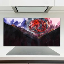 Foto Bild Berge Abstrakter Planet Mond Küchenrückwand Spritzschutz Glas 120x60