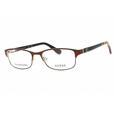 Guess Women's Eyeglasses Metallic Brown/Gold Metal Rectangular Frame GU2614 49