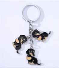 Dachshund Sausage Dog  Black and Tan Keyring / Keychain - Dog Lover Gift Idea