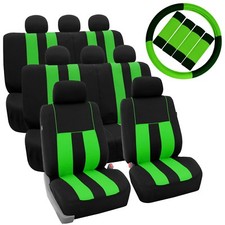 Green 3 Row Suv Split Bench Car Seat Covers W Steering Wheel And Seat Belt Pads