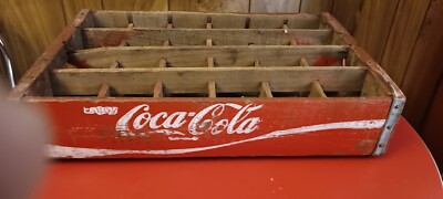 Coca Cola CASE Divided 24 Bottle Crate Wooden Carrier Vintage 70s