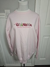 CHRISTMAS Grandma Next Best 2 SANTA Long Sleeve PINK Sweatshirt Women's XL EUC