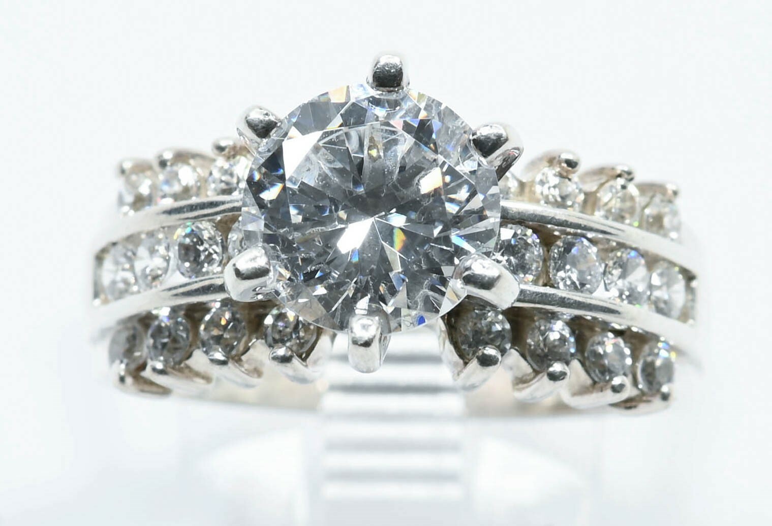 Sterling Silver Simulation Diamond Ring cubic zir… - image 1