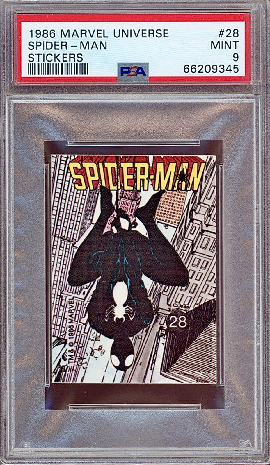 1986 Marvel Universe Stickers #28 Spider-Man PSA 9 🔥RARE🔥