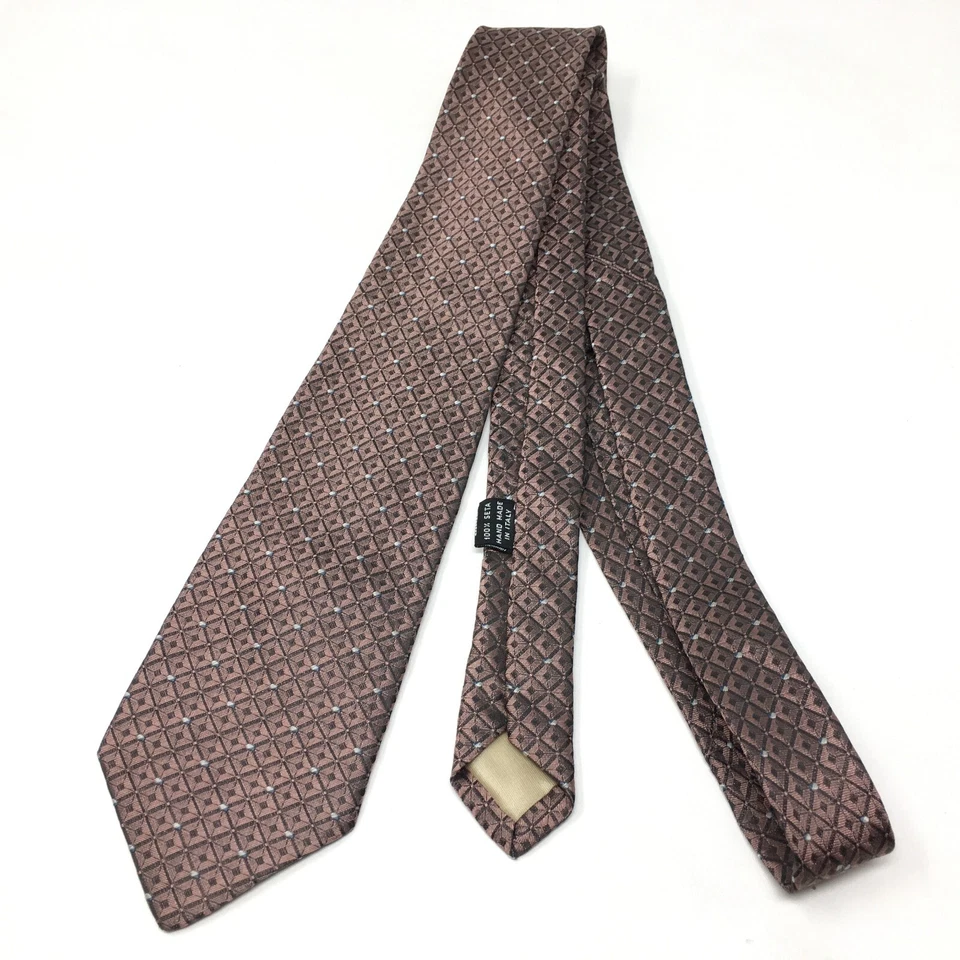 Corbata clásica Karl Lagerfeld gris bronce geométrica 100 % seda hecha en Italia DE COLECCIÓN Foto 3 de 4