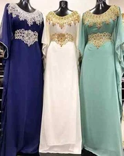 Stylish Long Moroccan Dress Hand Work Farasha Kaftan Islamic Dubai Gown Abaya