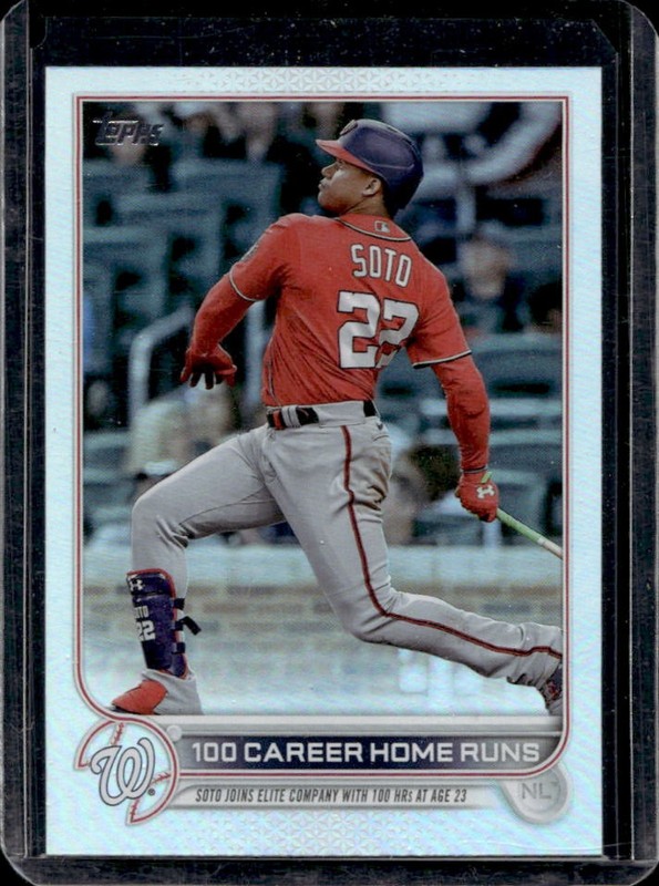2022 Topps Update Juan Soto 100 Career Home Runs Rainbow Foil #US68 Nationals
